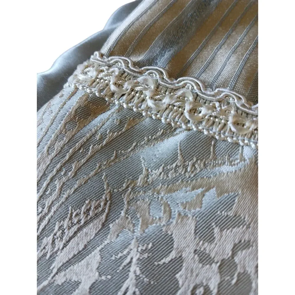 Satin Throw 55 x 47 Baroque LT BLUE Silky Bed Sofa Chair Home Baby Blanket Vntg
